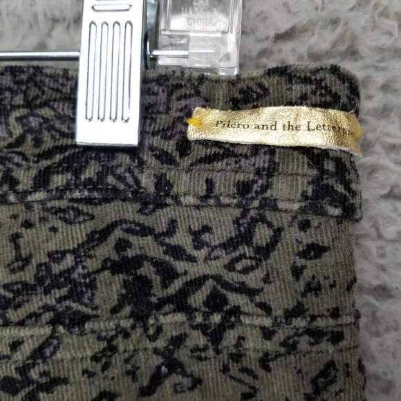 Pilcro Jeans Womens 28 Serif Olive Green Camo Print Corduroy Skinny Stretch - Picture 12 of 15